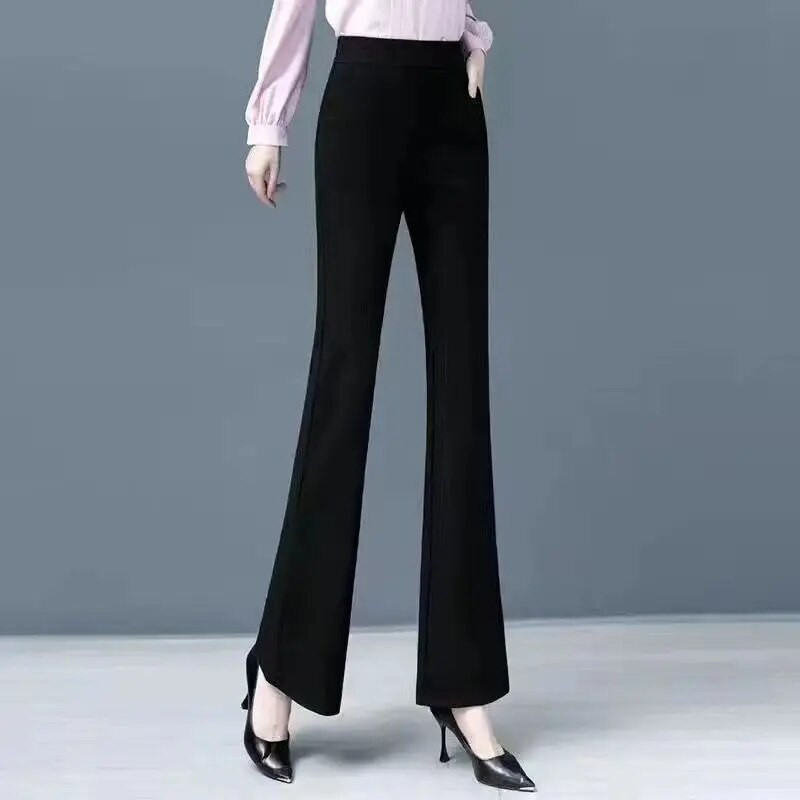 2023. gada jaunais pavasara modes vienkrāsains, dalītas mikroraušanas bikses, temperamenta ikdienas ikdienas sieviešu ērtas, taisnas bikses