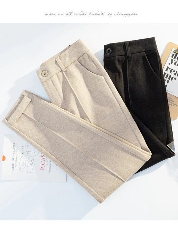 Μάλλινο παντελόνι Γυναικείο παντελόνι μολύβι χαρέμι 2023 Φθινόπωρο χειμερινό ψηλόμεσο κοστούμι casual παντελόνι γραφείο Γυναικείο παντελόνι Γυναικείο παντελόνι Hot sale