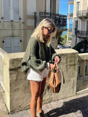 Női tömör kötött bő pulóver őszi lámpás ujjú vállra ejtő, nagyméretű pulóver felső női divatos, O-nyakú kötött pulóverek