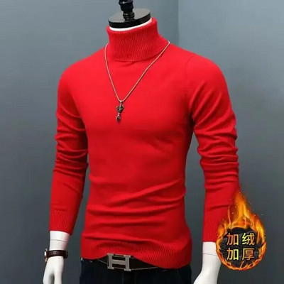 Ziemas biezs, silts džemperis vīriešu džemperi ar apkakli Slim Fit džemperi vīriešiem klasisks zīmola ikdienas vīriešu džemperis L05