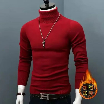 Ziemas biezs, silts džemperis vīriešu džemperi ar apkakli Slim Fit džemperi vīriešiem klasisks zīmola ikdienas vīriešu džemperis L05