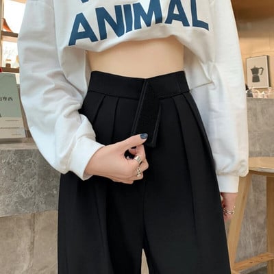 Korejiešu modes ar augstu vidukli Harēma uzvalki Bikses Sievietēm Brīvas Bikses Elegantas Biroja Sieviešu Klasiskās Bikses Ielu apģērbi Sieviešu Y2k