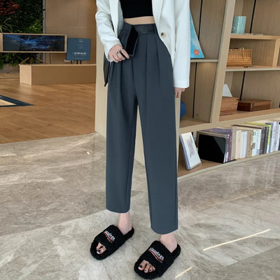 Korejiešu modes ar augstu vidukli Harēma uzvalki Bikses Sievietēm Brīvas Bikses Elegantas Biroja Sieviešu Klasiskās Bikses Ielu apģērbi Sieviešu Y2k