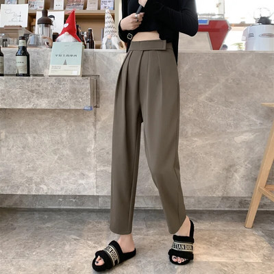 Korejiešu modes ar augstu vidukli Harēma uzvalki Bikses Sievietēm Brīvas Bikses Elegantas Biroja Sieviešu Klasiskās Bikses Ielu apģērbi Sieviešu Y2k