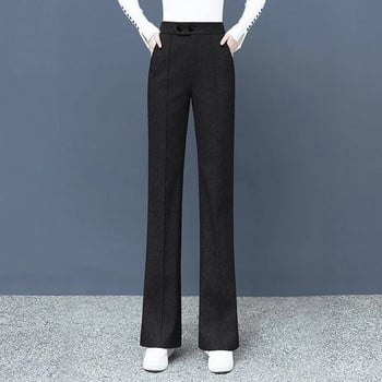 Μεγάλο μέγεθος χοντρό μαλλί ίσιο παντελόνι Κορεατικού στυλ Γυναικείο παντελόνι με φαρδύ πόδι Γυναικείο χειμερινό καθημερινό νέο ψηλόμεσο φαρδύ παντελόνι