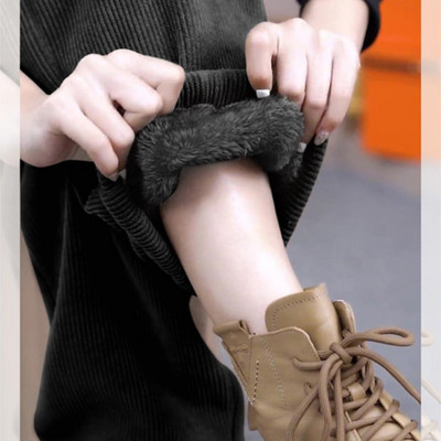 Vastag nadrág női kordbársony tömör alkalmi meleg melegítőnadrág női 2023 téli rugalmas derék divat puha szőrme nadrág női