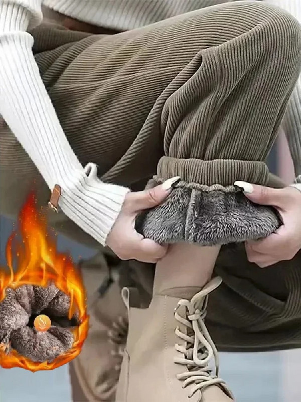 Vastag nadrág női kordbársony tömör alkalmi meleg melegítőnadrág női 2023 téli rugalmas derék divat puha szőrme nadrág női