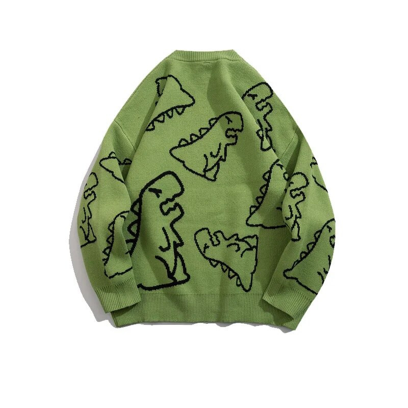 FGKKS meeste kampsun Harajuku mood kootud hip-hop dinosauruse multikas pullover O-kaelusega ülisuured vabaaja meeste kampsunid