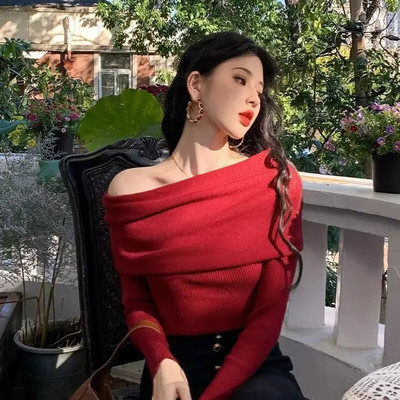 Deeptown korejiešu stila trikotāžas sieviešu džemperis, elegants sieviešu džemperis Harajuku modes Gjaru seksīgs džemperis, estētisks