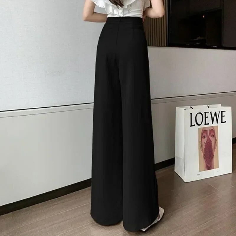 2023. gada jauns rudens un ziemas sieviešu modes, brīvas bikses, kas ir aizpogātas ar vidukli, ikdienišķas, taisnas sieviešu bikses