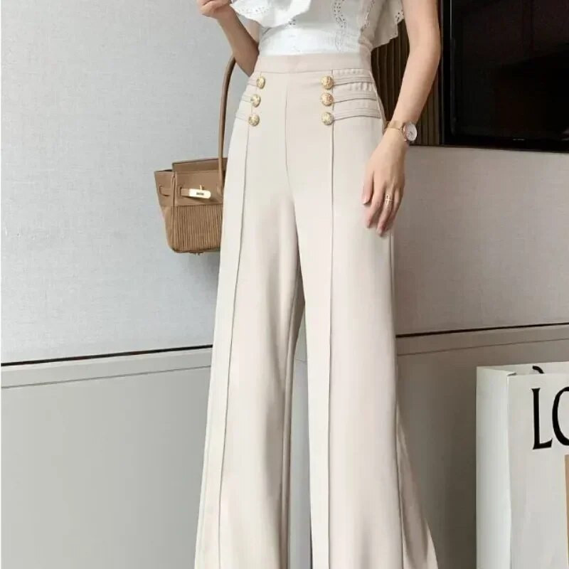 2023. gada jauns rudens un ziemas sieviešu modes, brīvas bikses, kas ir aizpogātas ar vidukli, ikdienišķas, taisnas sieviešu bikses