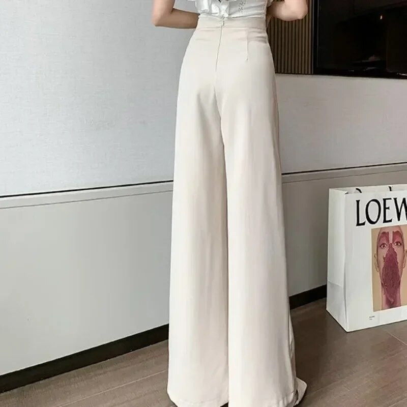 2023. gada jauns rudens un ziemas sieviešu modes, brīvas bikses, kas ir aizpogātas ar vidukli, ikdienišķas, taisnas sieviešu bikses