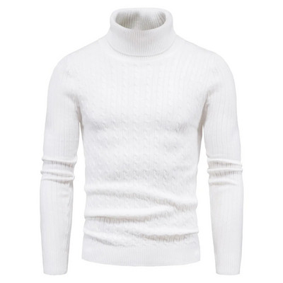 Őszi és téli garbó, meleg divat, egyszínű pulóver Férfi pulóver Slim Pullover férfi Kötött pulóver Alsó ing