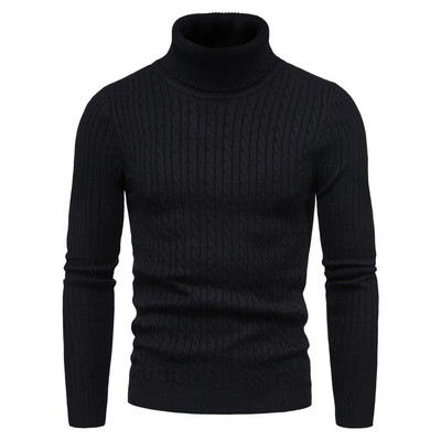 Őszi és téli garbó, meleg divat, egyszínű pulóver Férfi pulóver Slim Pullover férfi Kötött pulóver Alsó ing