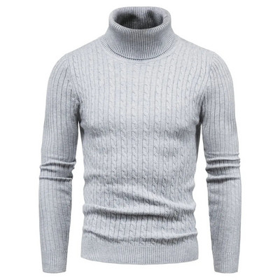 Őszi és téli garbó, meleg divat, egyszínű pulóver Férfi pulóver Slim Pullover férfi Kötött pulóver Alsó ing