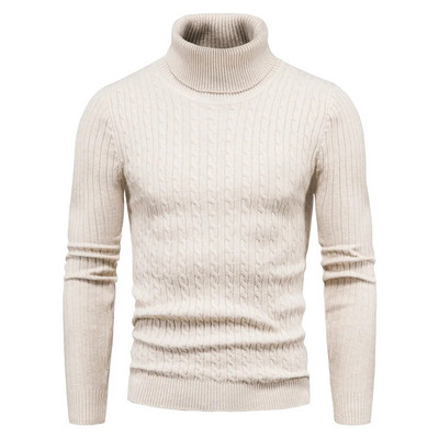 Őszi és téli garbó, meleg divat, egyszínű pulóver Férfi pulóver Slim Pullover férfi Kötött pulóver Alsó ing