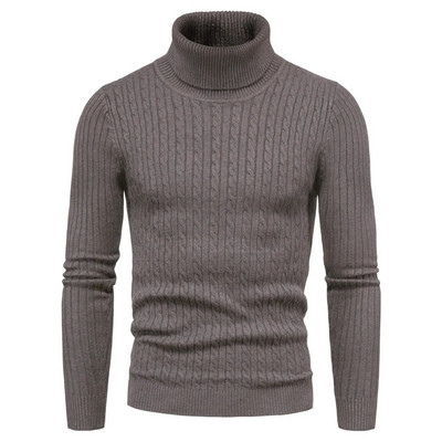 Őszi és téli garbó, meleg divat, egyszínű pulóver Férfi pulóver Slim Pullover férfi Kötött pulóver Alsó ing