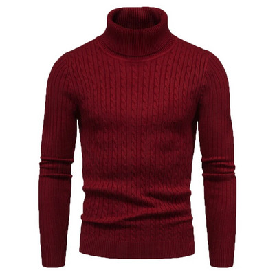 Őszi és téli garbó, meleg divat, egyszínű pulóver Férfi pulóver Slim Pullover férfi Kötött pulóver Alsó ing