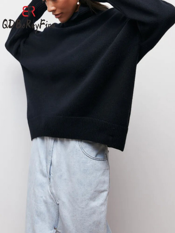 Ziemas sieviešu džemperis ar bruņurupuču apkakli Lielizmēra tops ar garām piedurknēm rudens gadījuma brīvs džemperis, balts biezs, silti, trikotāžas džemperi sievietēm