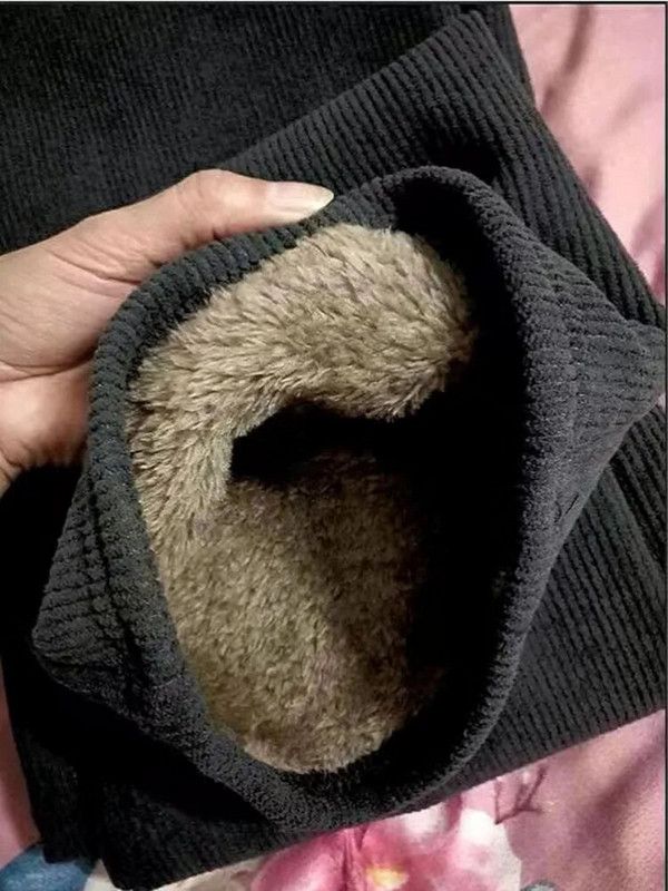 Moteriškos laisvalaikio žieminės plačios kelnės šiltos plius aksominės kelnaitės aukštu juosmeniu „Baggy Fashion“ pliušinės storos tiesios sportinės kelnės