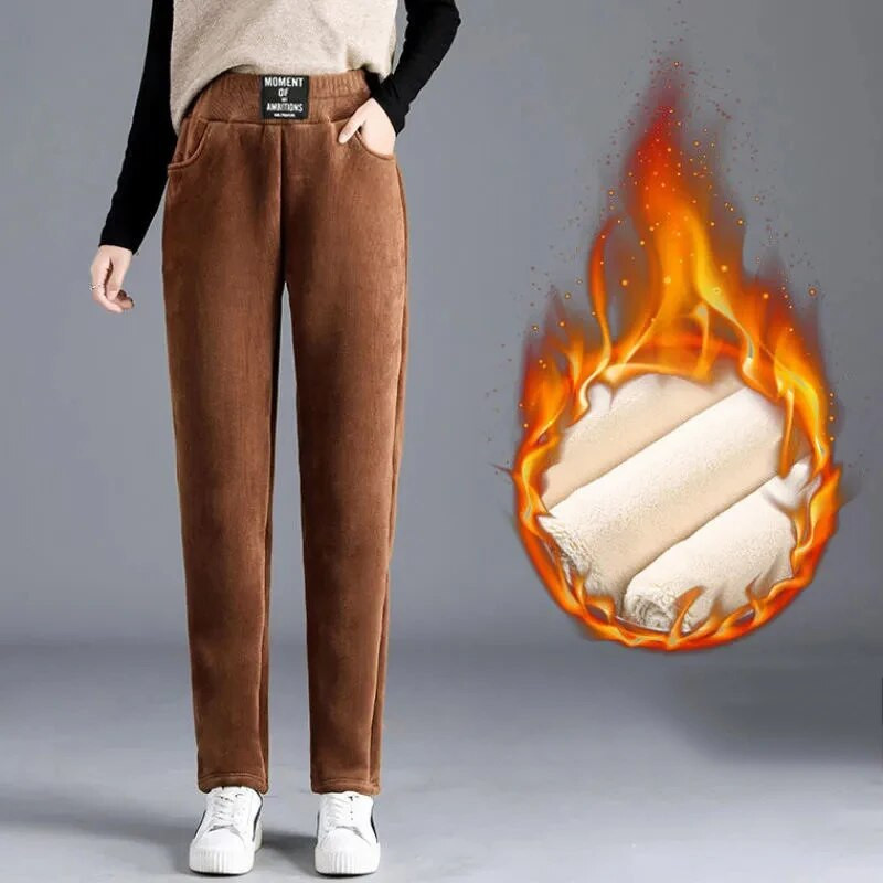 Jaunas ziemas, biezas, siltas, jēra vilnas harēma bikses sievietēm ar augstu vidukli ar flīsa oderi, ikdienas pantalones samta bikses līdz potītēm