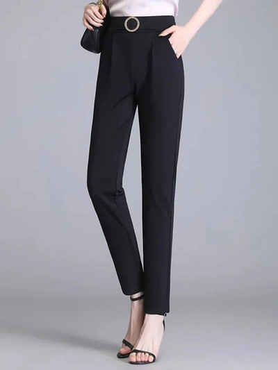 Biroja bikses ar augstu vidukli Baggy Bikses Sievietēm Ikdienišķs Formāls Taisns Zīmulis Pantalone Korejiešu Elegants Modes Lielizmēra 4xl Bikses