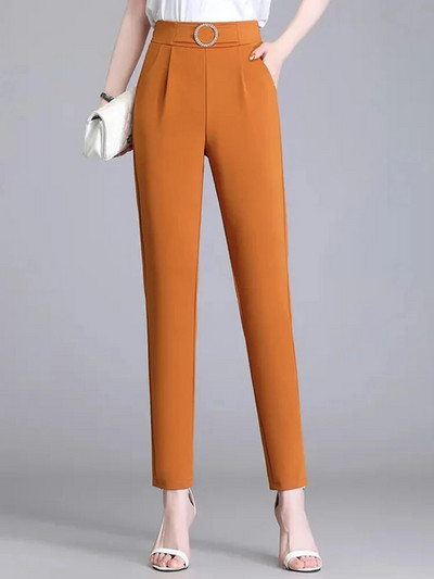 Biroja bikses ar augstu vidukli Baggy Bikses Sievietēm Ikdienišķs Formāls Taisns Zīmulis Pantalone Korejiešu Elegants Modes Lielizmēra 4xl Bikses