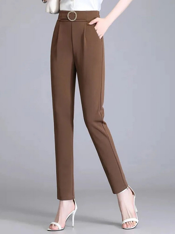 Biroja bikses ar augstu vidukli Baggy Bikses Sievietēm Ikdienišķs Formāls Taisns Zīmulis Pantalone Korejiešu Elegants Modes Lielizmēra 4xl Bikses