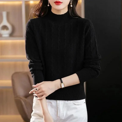 Sieviešu džemperis rudens ziemas bruņurupuča apkaklīts silts trikotāža Korejiešu ikdienišķs krekls ar biezu apakšu Modes trikotāža Puloveri brūns džemperis