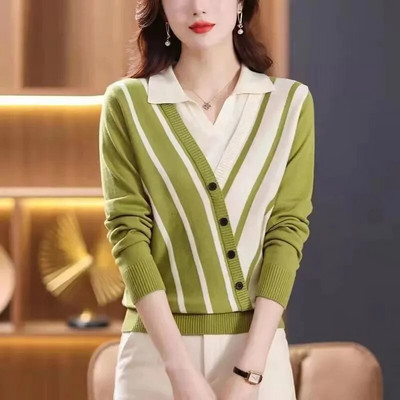 2023 Φθινόπωρο Χειμώνας Νέα Γυναικεία Πουλόβερ Πλεκτά Μπλούζες Πλεκτά Μακρυμάνικο Πουλόβερ Πλεκτό Πουλόβερ Πουκάμισο