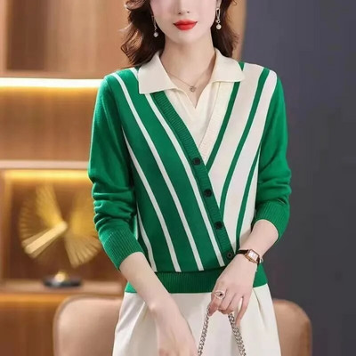 2023 Φθινόπωρο Χειμώνας Νέα Γυναικεία Πουλόβερ Πλεκτά Μπλούζες Πλεκτά Μακρυμάνικο Πουλόβερ Πλεκτό Πουλόβερ Πουκάμισο