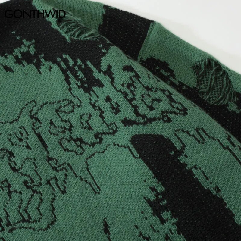 Hiphopa plēsti džemperi Grunge Y2K vintage trikotāžas punk gotikas ielas apģērbi džemperi vīriešiem sievietēm Harajuku modes džemperis