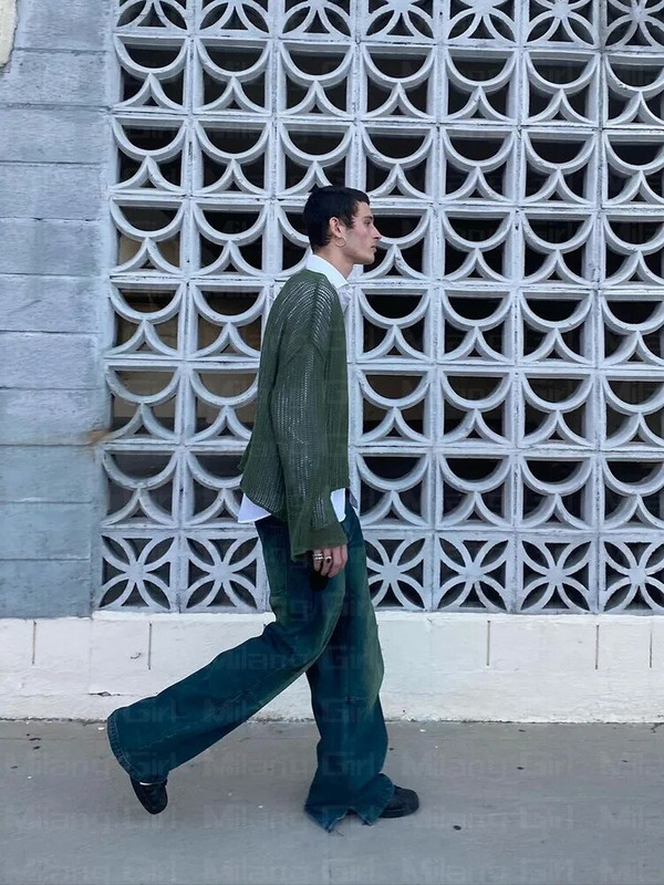 Vīriešu džemperis Harajuku Hollow Out Knit Pulovers Crewneck Rudens Vintage zvaigžņu grafika Grunge Top Fashion Kokvilnas džemperis sievietēm