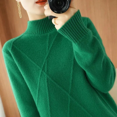 2024. gada elegants sieviešu džemperis ar apkakli, rudens ziemas džemperis ar slaidu apakšu, trikotāžas topi, ikdienas sieviešu džemperis ar garām piedurknēm