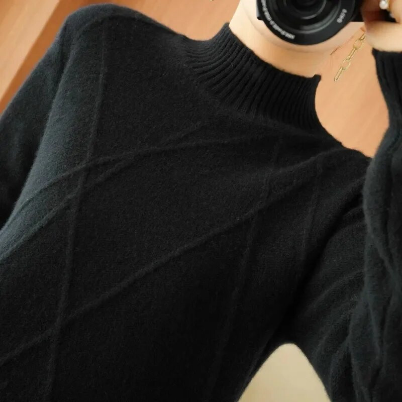 2024. gada elegants sieviešu džemperis ar apkakli, rudens ziemas džemperis ar slaidu apakšu, trikotāžas topi, ikdienas sieviešu džemperis ar garām piedurknēm