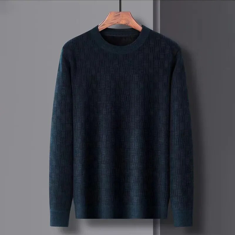 2023. gada jauns vīriešu biezināts džemperis, trikotāžas džemperi, vīriešu trīsdimensiju žakarda augstas kvalitātes, silts, ikdienišķs džemperis.