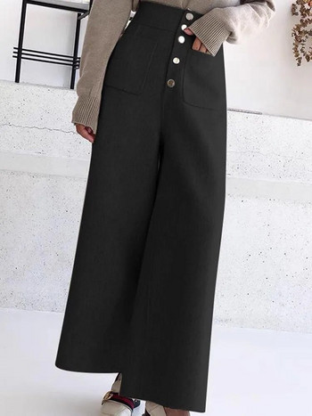 Ζεστό μάλλινο φαρδύ παντελόνι Γυναικείο φθινόπωρο Χειμώνας Κορεατική μόδα ίσιο παντελόνι Γυναικείο ψηλόμεσο φαρδύ παντελόνι γραφείου 2023