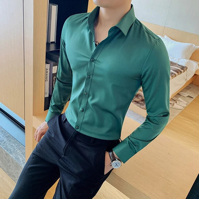 Camisas De Hombre krekli ar garām piedurknēm vīriešiem Apģērbs 2023 Biznesa formāls apģērbs Camisa Social Masculina Slim Fit Chemise Homme