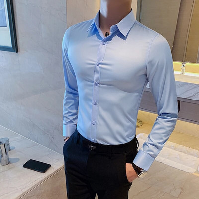 Camisas De Hombre krekli ar garām piedurknēm vīriešiem Apģērbs 2023 Biznesa formāls apģērbs Camisa Social Masculina Slim Fit Chemise Homme