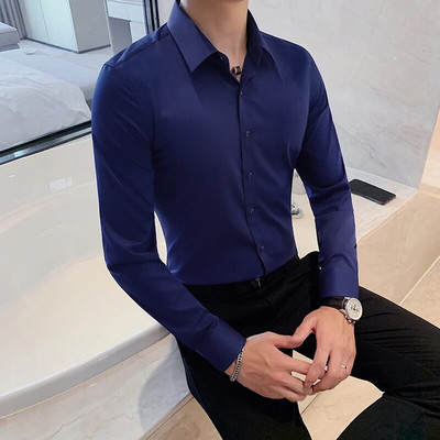 Camisas De Hombre krekli ar garām piedurknēm vīriešiem Apģērbs 2023 Biznesa formāls apģērbs Camisa Social Masculina Slim Fit Chemise Homme