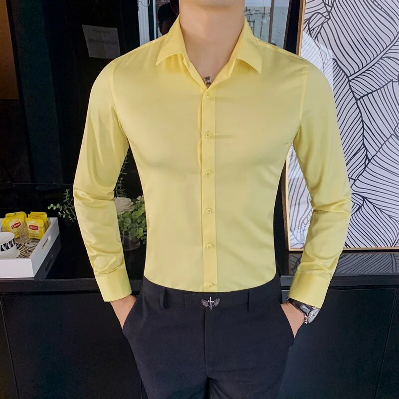 Camisas De Hombre krekli ar garām piedurknēm vīriešiem Apģērbs 2023 Biznesa formāls apģērbs Camisa Social Masculina Slim Fit Chemise Homme