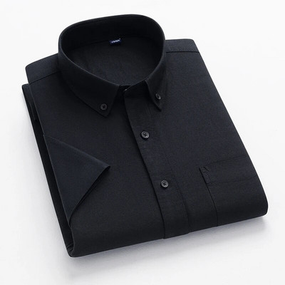 2023 100% puhtast puuvillast meeste Oxfordi lühikeste varrukatega ruudukujuline krae, ruuduline triibuline suvised vabaaja särgid, ühe taskuga särk