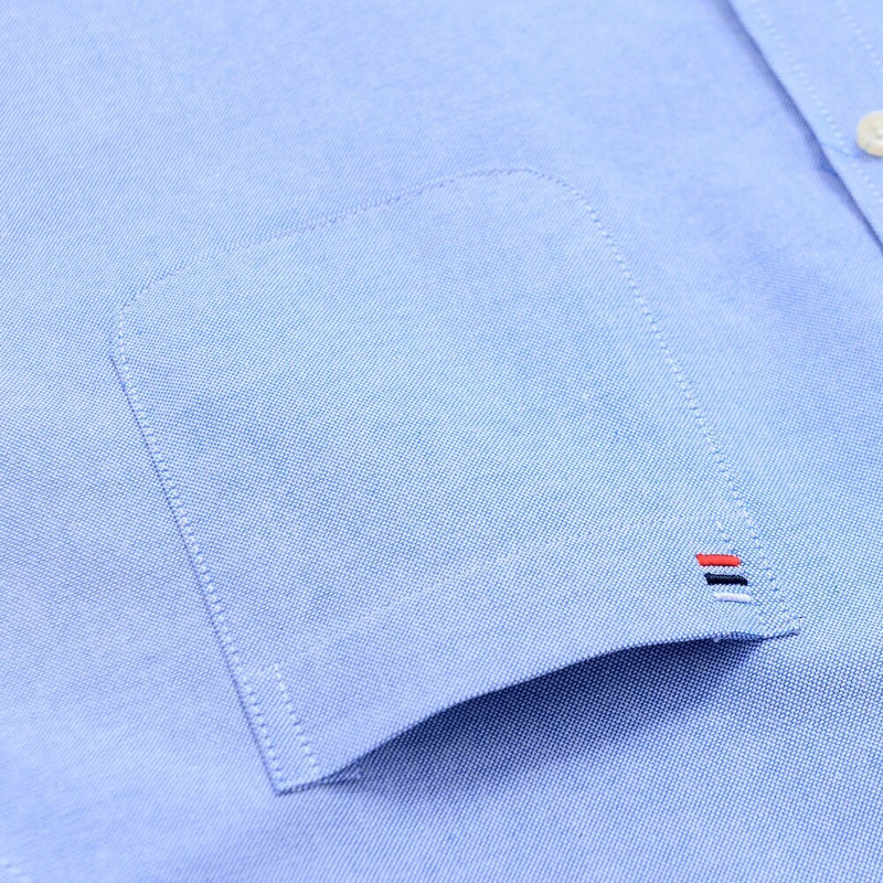 Férfi oxfordi rövid ujjú nyári alkalmi ingek egyzsebű kényelmes, normál szabású gombos kockás csíkos pamut ing