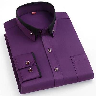 Muške svilene košulje dugih rukava Pugmad za bušenje Jednobojna 3XL Svilenkasta poslovna formalna društvena bez peglanja i gužvanja mekana modna odjeća