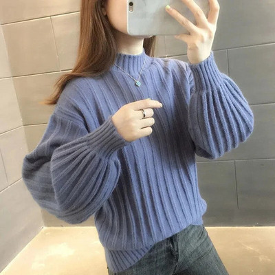 2022. gada jauni sieviešu džemperi, džemperi, rudens ziemas laternas piedurknes, sieviešu kārtas džemperis ar piedurknēm.