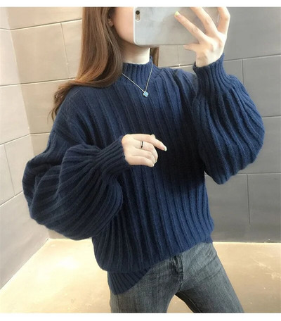 2022. gada jauni sieviešu džemperi, džemperi, rudens ziemas laternas piedurknes, sieviešu kārtas džemperis ar piedurknēm.