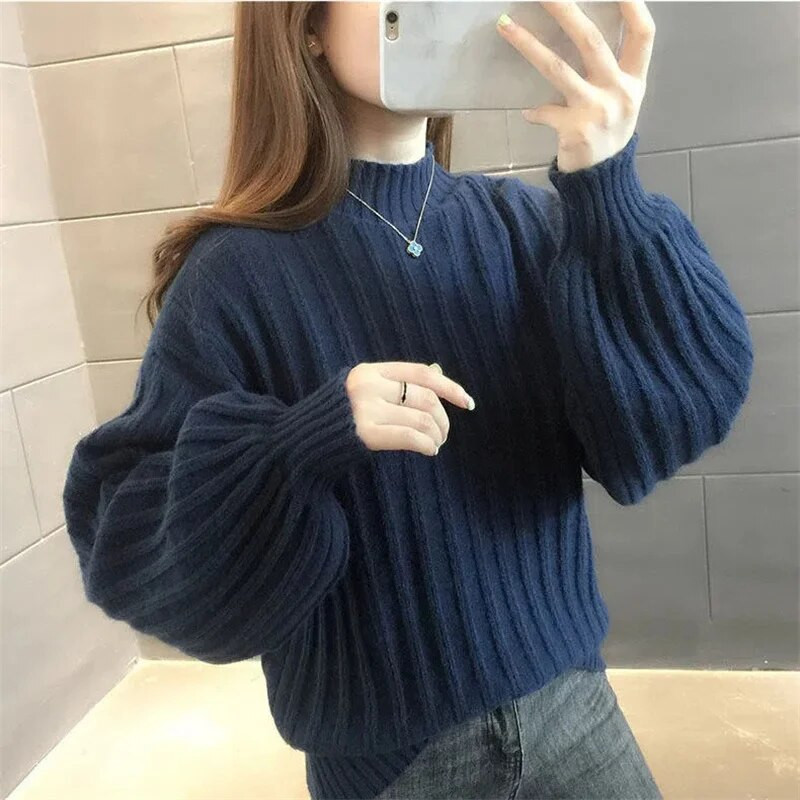 2022. gada jauni sieviešu džemperi, džemperi, rudens ziemas laternas piedurknes, sieviešu kārtas džemperis ar piedurknēm.