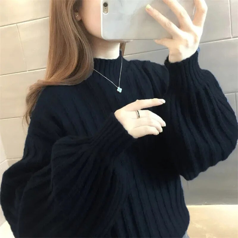 2022. gada jauni sieviešu džemperi, džemperi, rudens ziemas laternas piedurknes, sieviešu kārtas džemperis ar piedurknēm.