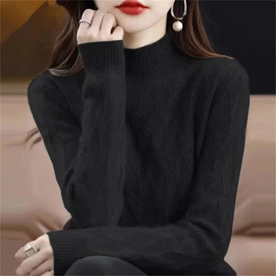 Harajuku pulovers sieviešu džemperis ar bruņurupuču apkakli, mīksts trikotāžas džemperis, plāns elastīgs korejiešu, vienkāršs pamata lēts džemperis, cieti topi