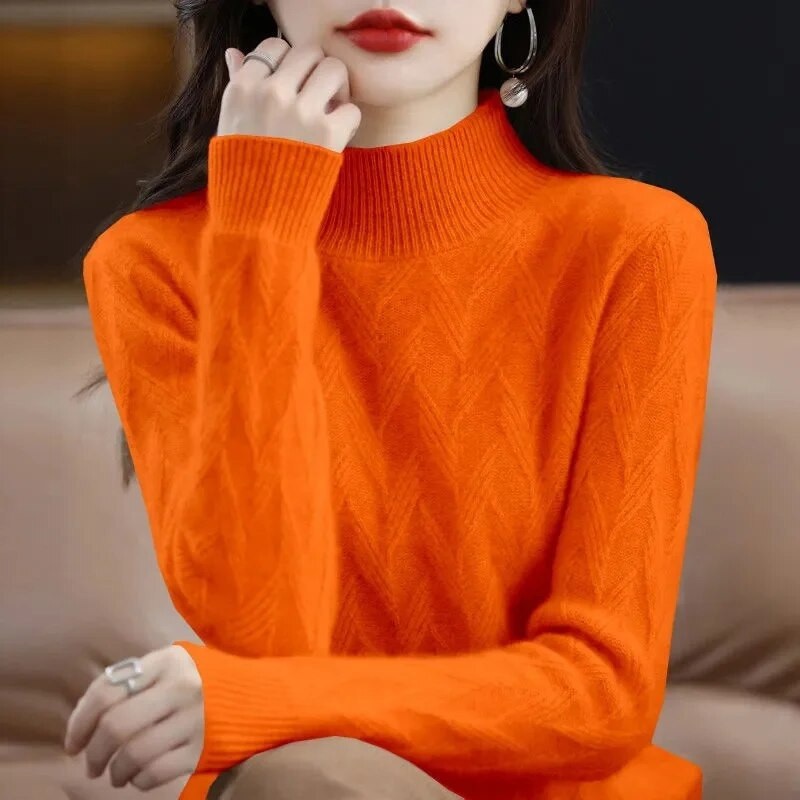 Harajuku pulovers sieviešu džemperis ar bruņurupuču apkakli, mīksts trikotāžas džemperis, plāns elastīgs korejiešu, vienkāršs pamata lēts džemperis, cieti topi